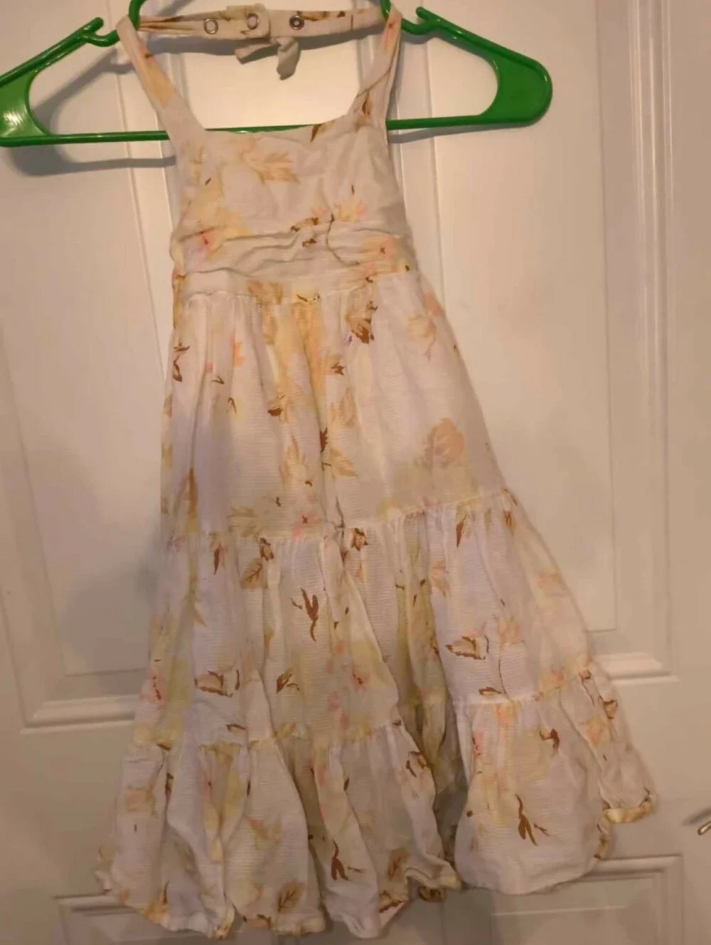 Old Navy White A-Line Tiered Skirt with Yellow Floral Print